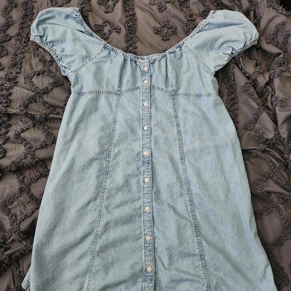 Madewell Blue Off-Shoulder Denim Dress - Picture 1 of 3